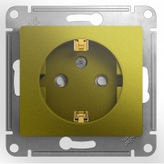 Розетка с заземлением со шторками 16А  250В  механизм SE Glossa, фисташковый