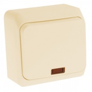 Выключатель одноклавишный с подсветкой Этюд кремовый [уп 25 шт]