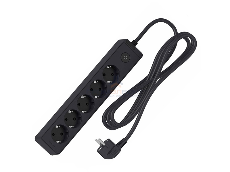 Удлинитель Schneider Electric 5 розеток 2К+З, кабель 3м, черный